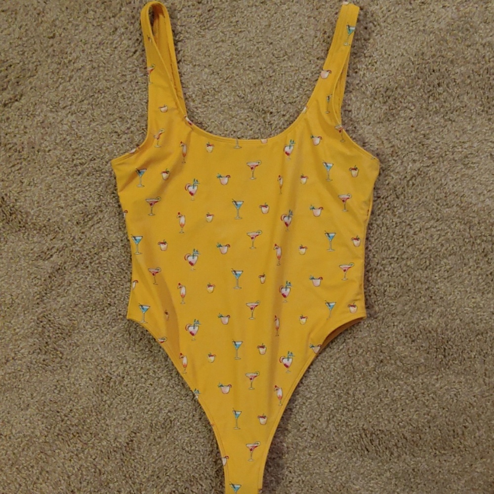 Yellow Cocktail One-Piece Swimsuit